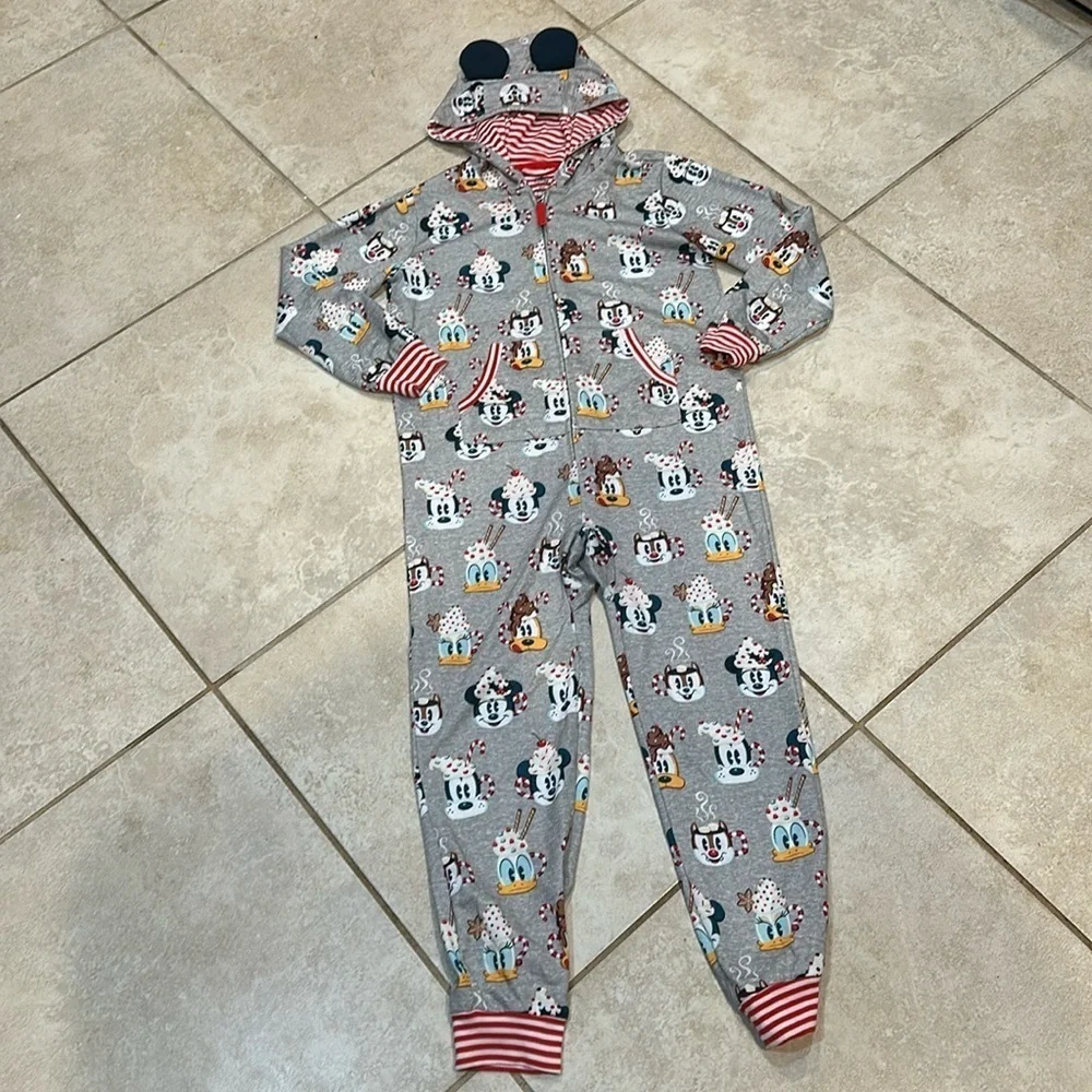 NEW! Disney Parks Holiday Snacks Mickey Ears Pajama Onesie 10 Christmas PJs